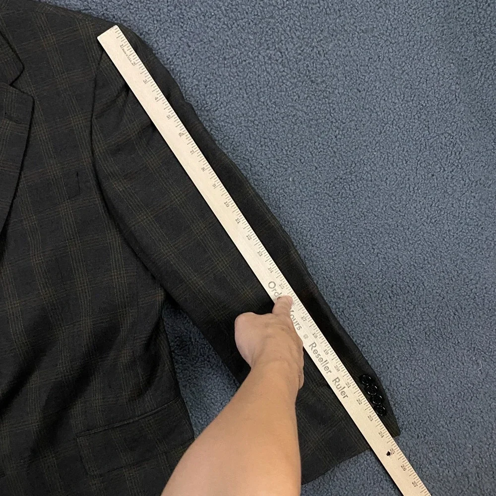 Hart Schaffer Marx Blazer size 40R Travelor Plaid Wool Brown Suit Jacket‎